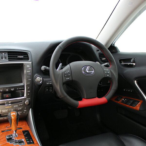 IS 20系 ステアリング レアル オリジナルシリーズ ISD-LPB-RD REAL レッドセレクション レッド ユーロステッチ Dシェイプ 純正同径 ガングリップ ハンドル【店頭受取対応商品】