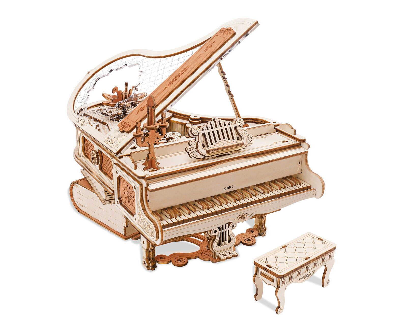 ROKR木らく 木製立体パズル マジックピアノ(3Dウッドパズル・立体パズル・パズル・収納ボックス・手作りキット・脳トレ・工作キット・ギフト)
