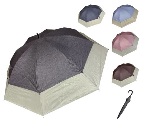 【送料無料(一部地域除く)!!】スギタ親骨45→60cm トランスフォーム傘 リネン風プリント×オフ UVカット&完全遮光 遮熱 27036(UV・キャンプ・アウトドア・雨・日傘・傘・雨天・レイングッズ・パラソル・梅雨）