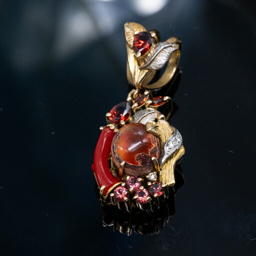 【中古】山本真理 ファイヤーオパール3.69ct ダイヤモンド0.05ct ペンダント PT900K18 【中古】山本真理 ファイヤーオパール3.69ct ダイヤモンド0.05ct ペンダント PT900K18