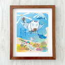 グラフィックアート 壁掛け おしゃれ 絵画 額付き 新築祝い 誕生日 プレゼント 島の彩 No.016 / マンタの水中飛行機 S / M / L