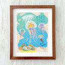 グラフィックアート 壁掛け おしゃれ 絵画 額付き 新築祝い 誕生日 プレゼント 島の彩 No.020 / くらげのパラシュート S / M / L