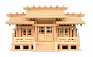 神棚 新寸高床格子付三社・中 みす付 (ひのき) 桧 檜 ヒノキ 純国産 日本製 本体 三社