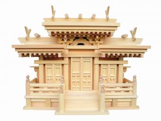 神棚 マス組付屋根違い三社・中・唐戸 (ひのき) 桧 檜 ヒノキ 純国産 日本製 本体 三社