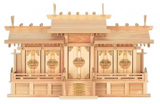 神棚 高級大型神棚 屋根違い五社・小 (ひのき) 桧 檜 ヒノキ 高級神棚 純国産 日本製 マス組 モダン 本体 五社