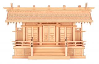 神棚 白山瓦屋根通し三社・中 (木曽ひのき) 桧 檜 ヒノキ 純国産 日本製 本体 三社