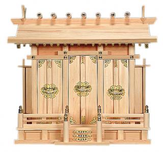 神棚 通し屋根三社・特大 (ひのき) 桧 檜 ヒノキ 高級神棚 純国産 日本製 マス組 モダン 本体 三社