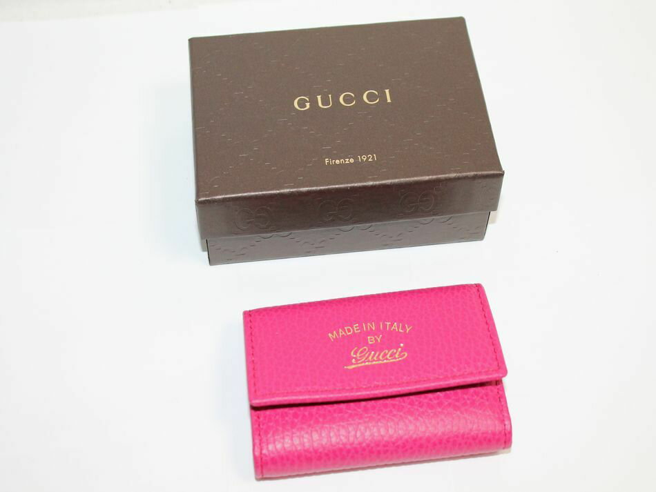 [中古] 送料無料 未使用 GUCCI スヴィング レザー 6連 キーケース 354499 キーリング ピンク系 ゴールド金具 グッチ