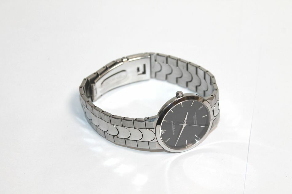 [中古] 動作品 パトリックアノー メンズ 腕時計 サファイア セラミック＆ダイヤ 3針 デイト SS 男性用 クォーツ ブラック系 シルバー系 中古 USED品