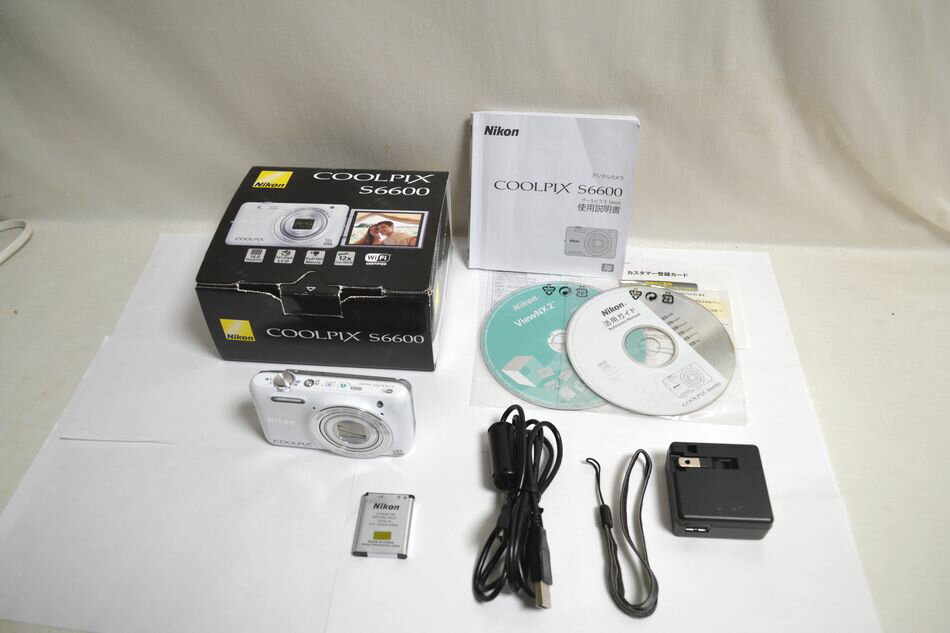 [中古] 動作品 Nikon COOLPIX コンパクトデジタルカメラ S6600 ホワイト 光学12倍ズーム 1602万画素 デ..