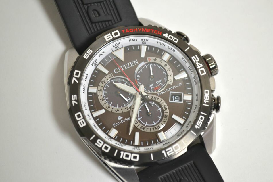 [中古] 動作品 CITIZEN エコドライブ プロマスター E660-R010522 メンズ 腕時計 電波ソーラー クロノグラフ デイト SS 男性用 ブラック系 シチズン USED品