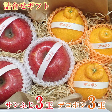 【2021/順次配送中】 送料無料 フルーツ くだもの詰合せ サンふじ りんご ふじ デコポン でこぽん みかん 6玉 フルーツ 盛り合わせ 化粧箱 ギフト プレゼント くだもの詰合せ ギフト お歳暮 詰め合わせ 贈答用 贈答品