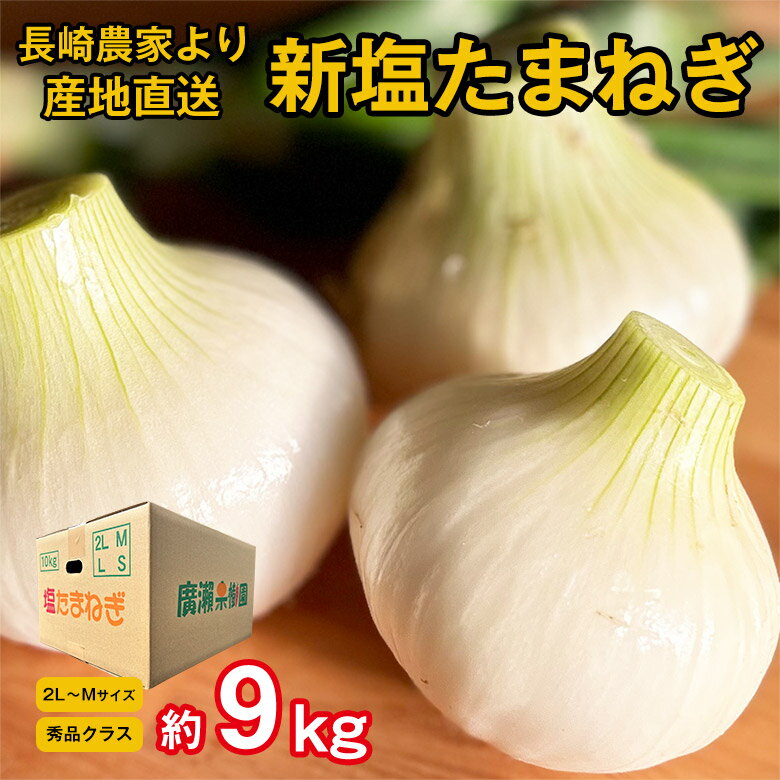 【3月中旬出荷】 送料無料 新玉ねぎ 塩たまねぎ 10kg 箱 玉ねぎ 新玉 農家直送 産地直送 長崎県産 長崎県 長崎 サイズお任せ 2L 〜 M サイズ約 9kg 秀品 玉ねぎ たまねぎ 玉葱 野菜 オニオン サイズ混合