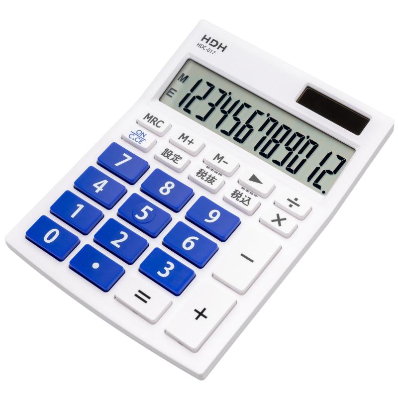 保土ヶ谷電子販売 電卓 計算機 中型 スタンダート 12桁 一般事務 経理 税率 計算 事務計算 ブルー HDC-..