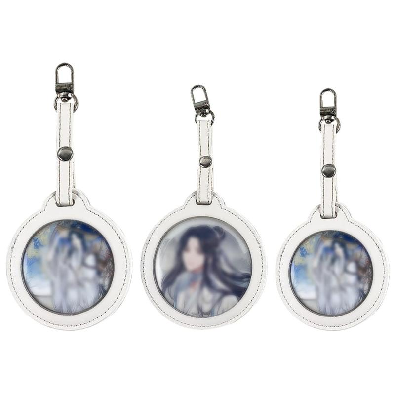 YUYAKESHI レザー 缶バッジケース PU 缶バッチ用 グッズカバー 痛バ カバンにかける 単面透明 展示 白 ..