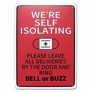 看板 店舗用 サインボード (自主隔離中) 置き配してください お願い コロナ 感染予防 感染防止 注意 案内 コーション メッセージ プラスチック 西海岸風 インテリア アメリカン雑貨
