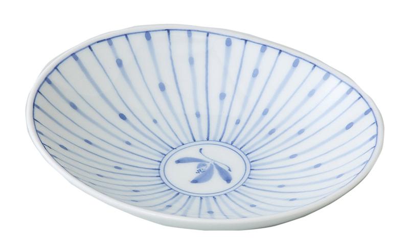 西海陶器(saikaitoki) 波佐見焼 楕円皿 (中) 十草蘭柄 直径15.5cm 71009