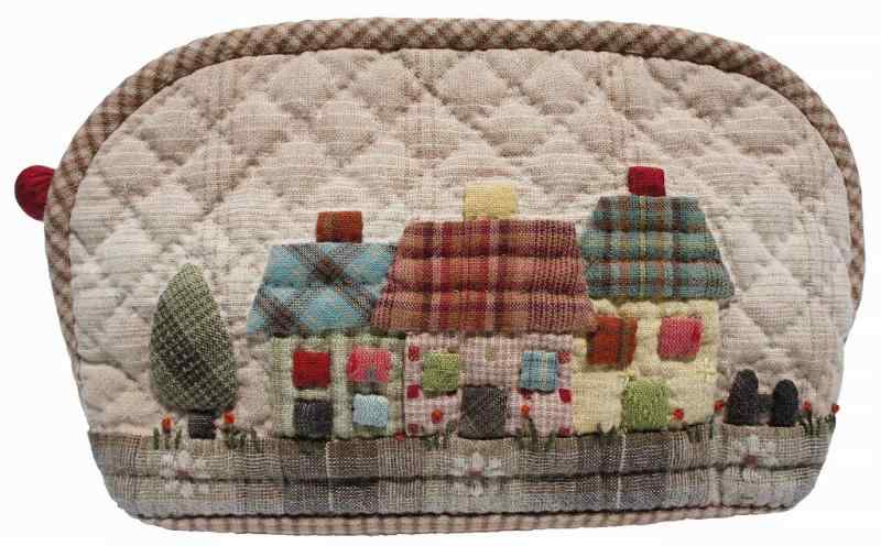 AKEMI SHIBATA [柴田明美のパッチワークキット] 3つのおうちのポーチ シエル型 出来上がり作品サイズ縦..