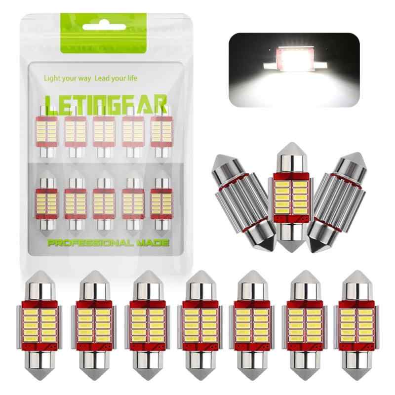Rakuten - T10×31mm LED ルームランプ ホワイト キャンセラー内蔵 T10 31mm 10SMD LEDトランク ルーム バルブ マップランプ 室内灯 車内灯 ラゲッジランプ ナンバー灯 汎用 LEDバルブ 12V 6500K 車用 無極性 エラー