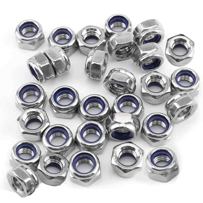 樂天商城 - TUDOUZZZ M6 六角ロックナット 30個入 ナイロン ロック ナット 304ステンレス鋼 ロックして緩みを防止 DIN985ロックナット標準