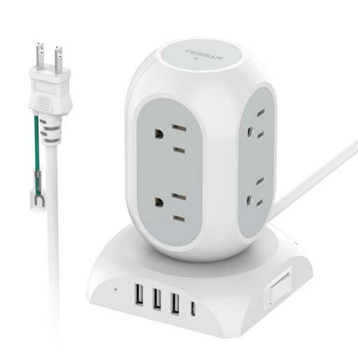 TESSAN 電源タップ タワー型 USB付き TESSAN 電源タップ タワー型 USB付き
