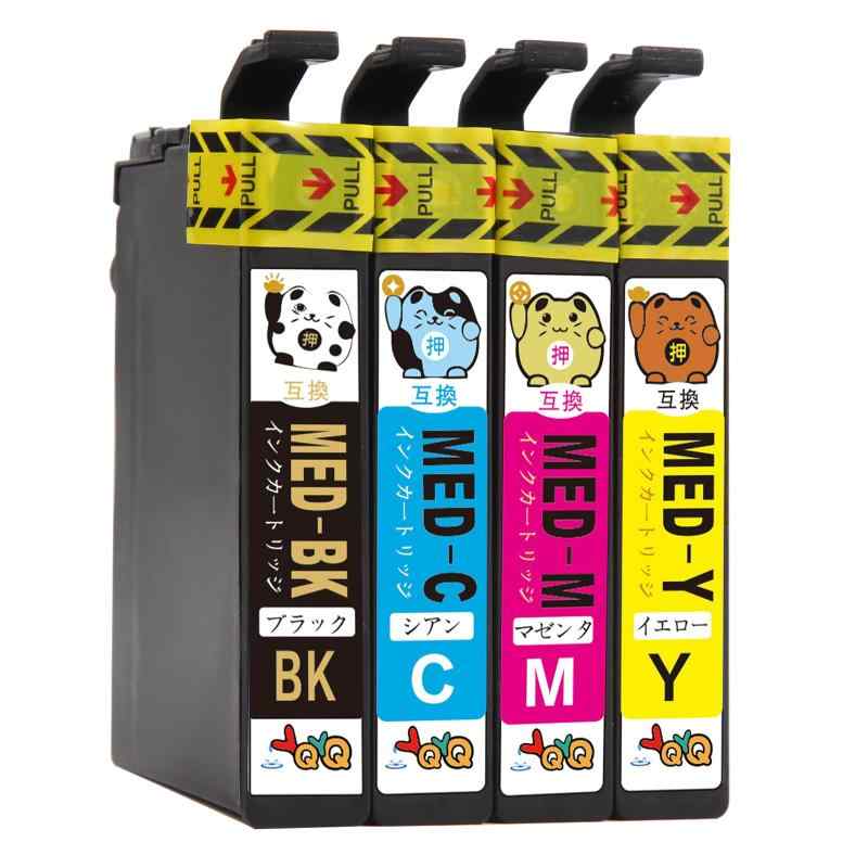 乐天商城 - 【YQYQ】MED-4CL 互換インク エプソン用 プリンターインクカートリッジ 増量インク 大容量インク 目玉焼き 4色セットシアンx1,マゼンダx1, イエローx1, ブラックx1 MEDエプソン 最新ICチップ付き