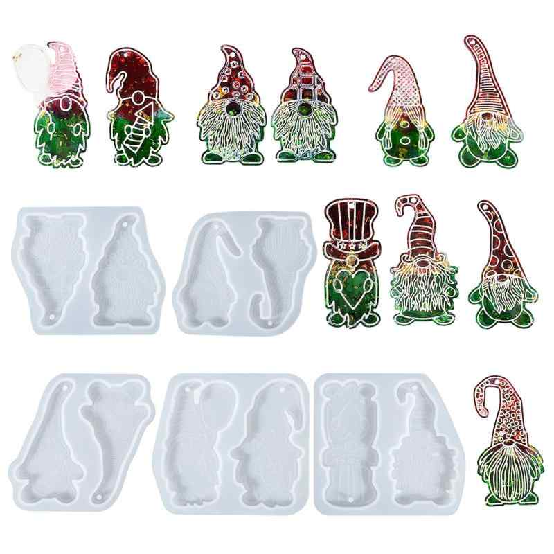 DeryArcle シリコンモールド クリスマス サンタクロース ペンダント 5セット 10種類 装飾品 手芸品 レジン型 テーブル置物 再利用可能 おしゃれ 樹脂型 エポキシ樹脂 ソフトモールド ハンドメ