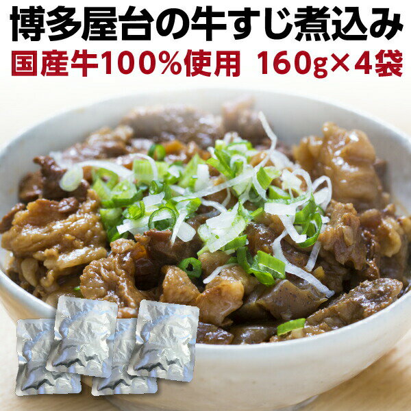 牛すじ煮込み 国産 160g×4袋 牛筋 牛スジ煮込み おつまみ 時短調理 レトルト メール便のサムネイル