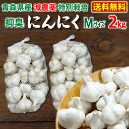 青森 減農薬 特別栽培 抑臭にんにく2kg Mサイズ 減農薬 国産 低臭ニンニク 送料無料 Y常