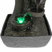 インテリア噴水【NO.1136514-kuro】デザイン噴水 卓上噴水 LEDライト アンティーク工芸 ふんすい 日本庭園 和風噴水 インテリア ミニチュア 癒し オブジェ 流水 樹脂工芸品 木 置物 風水 開運 送料無料
