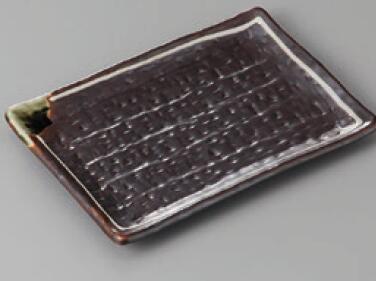 鉄釉ライン6．0長角皿17×12×...
