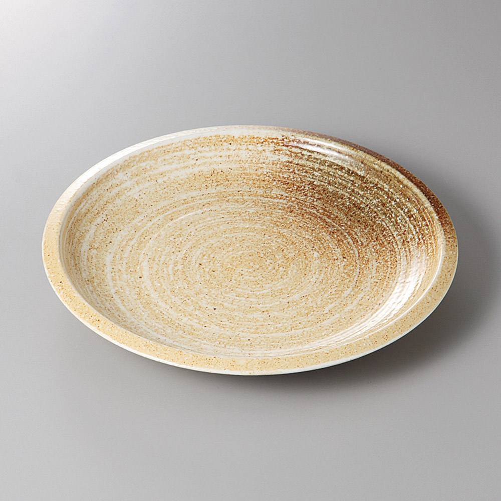 いぶきくくり手8寸丸皿 24×4食器　国産 陶器 日本製 美濃焼 カフェ食器 和食器 和カフェ 煮物皿 お皿 刺身　焼き魚　オードブル　おしゃれ シンプル おうちごはん