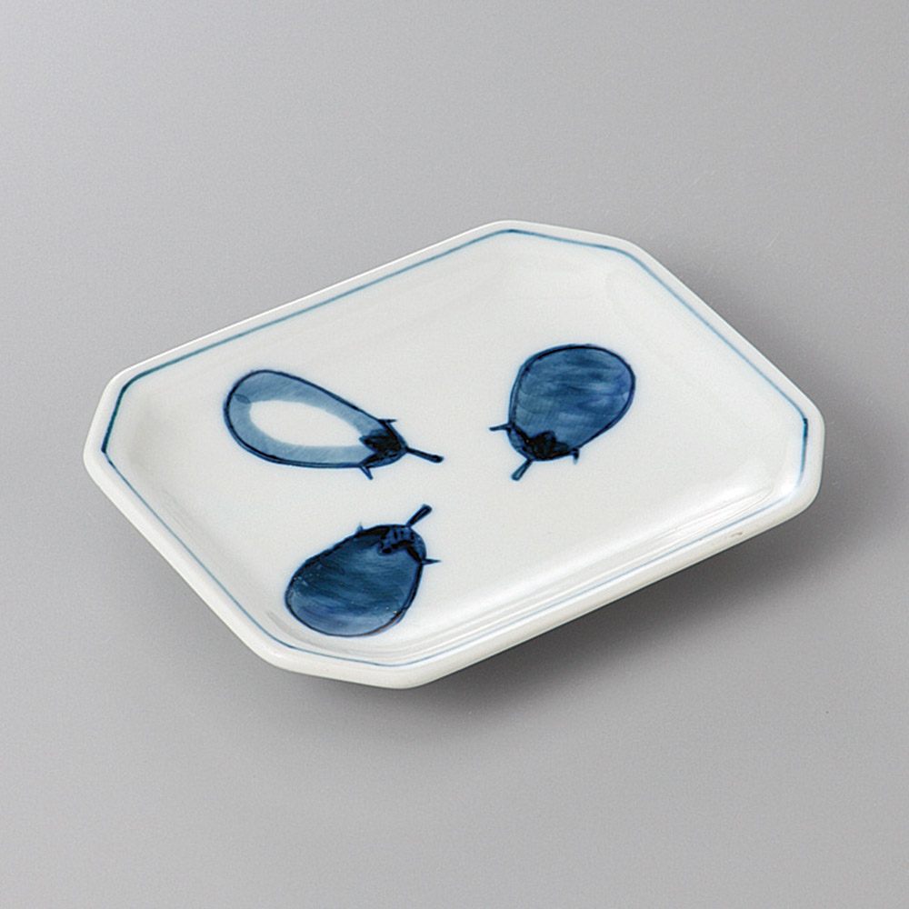 茄子のり皿 13.8×11×2食器　国産 陶器 日本製 美濃焼 カフェ食器 和食器 和カフェ 取り鉢 煮物鉢　お鍋..