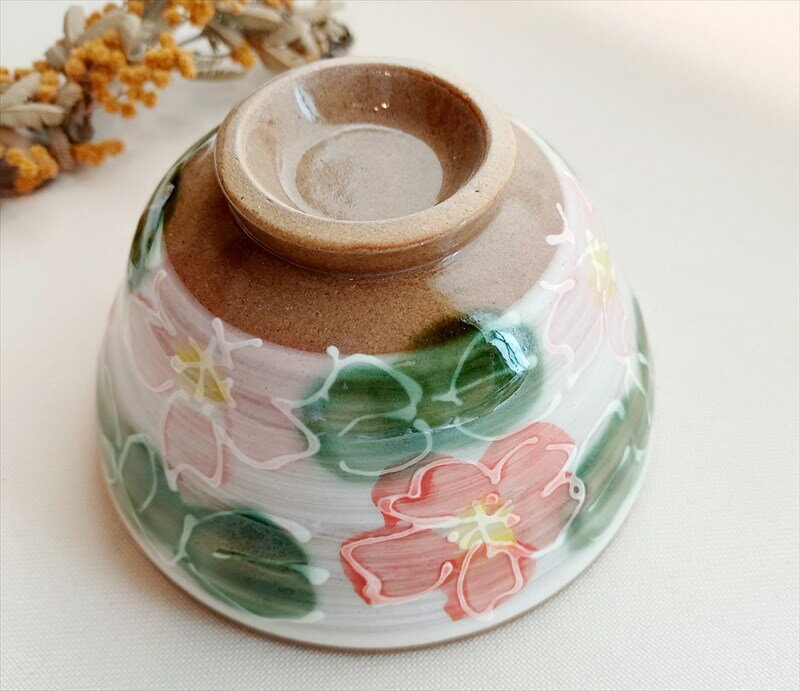 赤桜飯碗　ご飯茶碗　11.5×6.5cm食器　国産 陶器 日本製 美濃焼 カフェ食器 和食器 和カフェ シンプル おうちごはん 茶碗