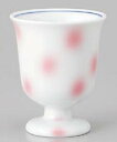 ピンク水玉食前酒 5.5×6.8 約55食器 国産 陶器 日本製 美濃焼 カフェ食器 和食器 和カフェ おしゃれ シンプル おうち呑み 家呑み