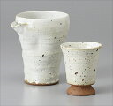 荒粉引片口冷酒器セット 酒器 10×8×11cm 約280cc 高台盃 6.2×7cm 約80cc 父の日/敬老の日/お祝い/花見/家呑み/お正月/月見