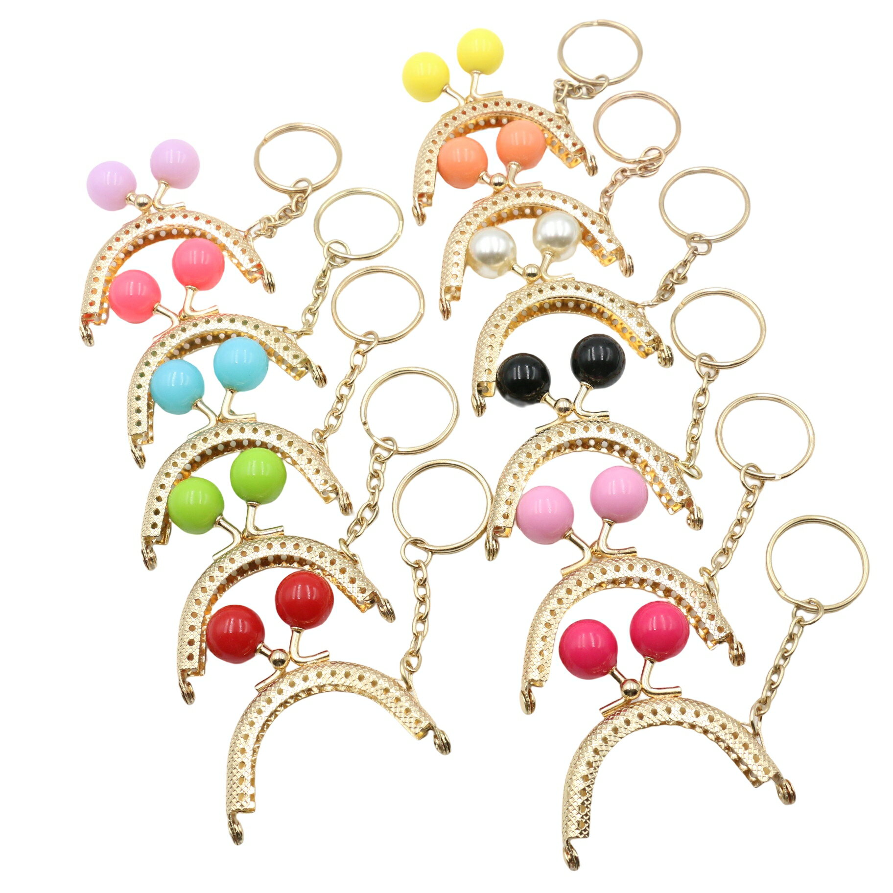 【3個】 がま口 口金 ミニ 幅5cm 縫い付け 全11色 キーリング付き 縫い付けタイプ 5 センチ 金具 パーツ 丸型 あめ玉 ミニ口金 ミニがま口 ライト...