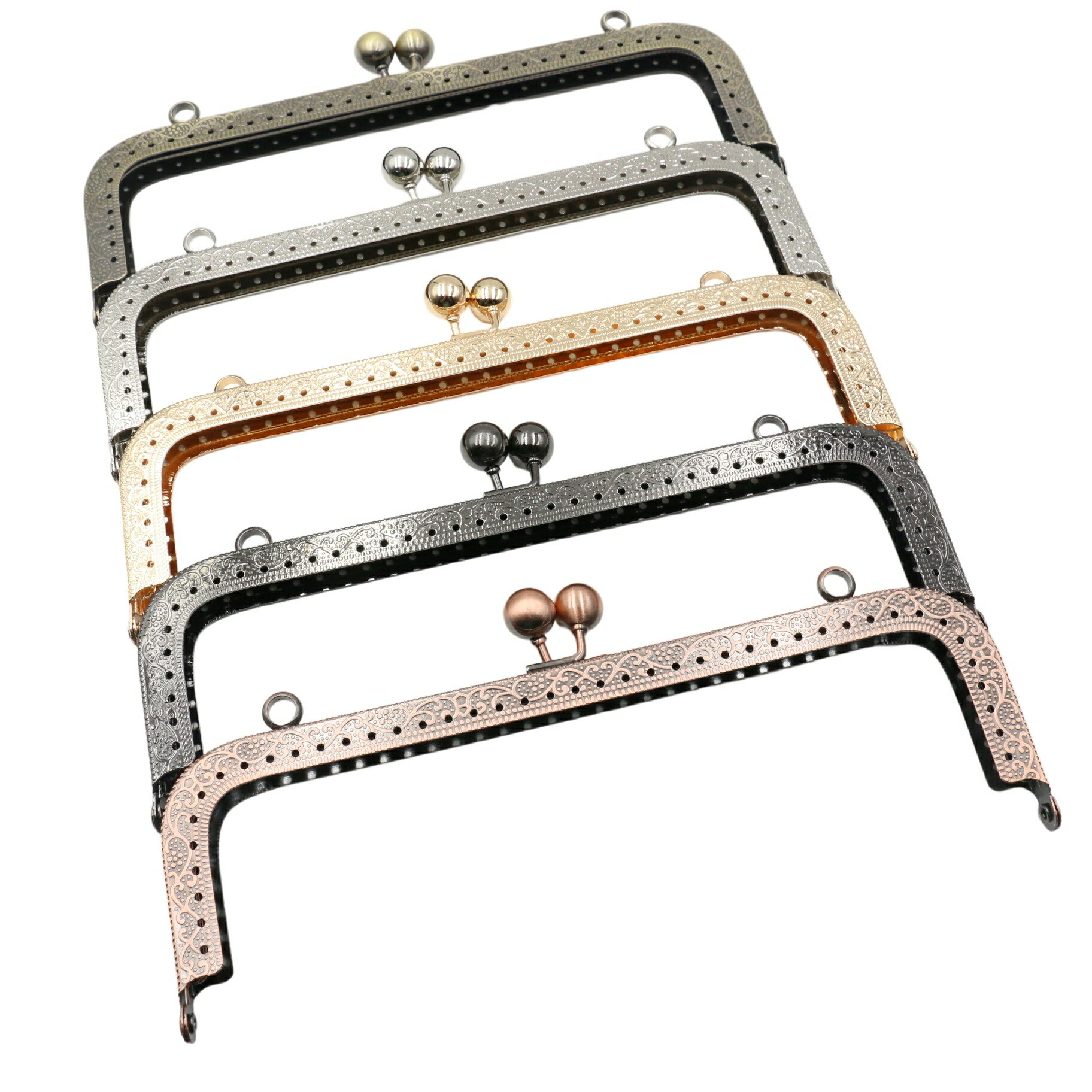 【2個】 がま口 口金 幅20cm 縫い付け 全5色 縫い付けタイプ 20 センチ 金具 パーツ 角型 ゴールド シルバー ブラック 専門 ポーチ 財布 小銭入...