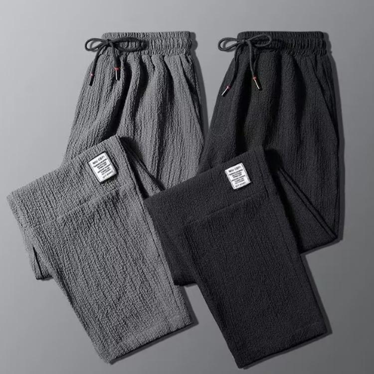 2本セット!夏 メンズ イージーパンツ 綿麻風 スポーツパンツ M－5XL 9分丈 カジュアルパンツ 涼しい 薄手 接触冷感 ボトムス 大きサイズ ウエストゴム ロングパンツ