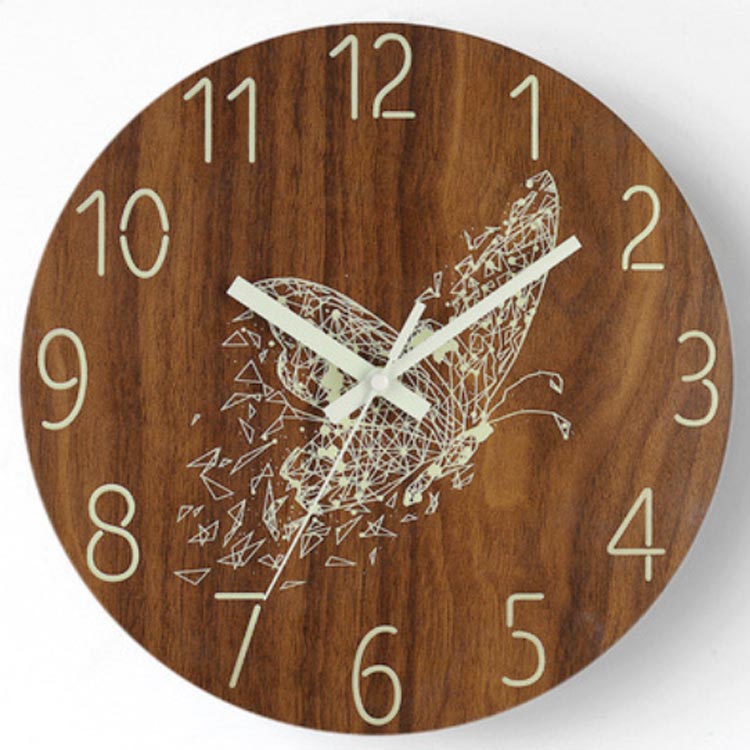 直径30cm 壁掛け時計 時計 おしゃれ 掛け時計 夜光 連続秒針 木製 静音 寝室 北欧 レトロ 掛け時計 暗くなると自動で光る時計 自宅 北欧 ウォールクロック 和風 木製 壁掛け時計 静音 かけ時計 北欧 人気 ナイト [2]