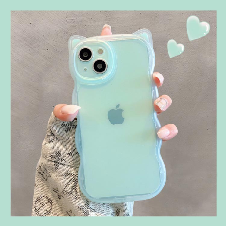 pro クリア スマホケース max 16Pro 透明 ケース ウェーブ型 iPhone14 猫耳 韓国 iPhone15 かわいい ケース iPhone 16Plus ケース 16ProMax スマホケース iPhone15Pro 14 15 Plus ProMax iPhone13 12