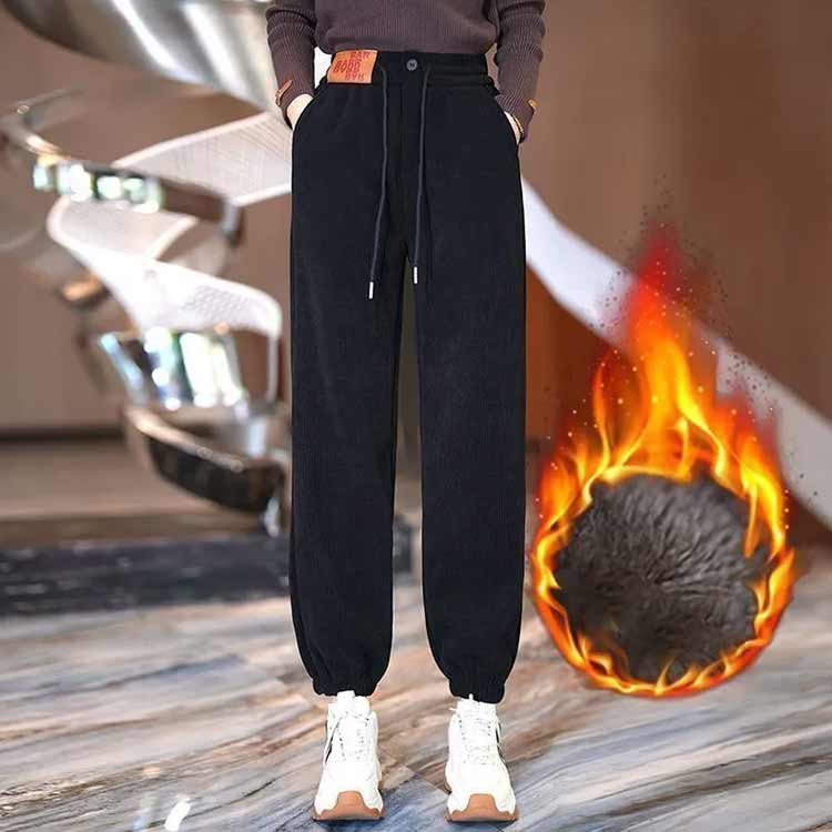裏ボア ジョガーパンツ コーデュロイ レディース 裏起毛パンツ ワイド 裏起毛 暖かい もこもこ 裏起毛 厚手 極厚 あったか 秋冬 ボトムス イージーパンツ ゴムウエスト ハイウエスト ポケット付き 保温 コーデュロイパンツ カジュアル ワイドパンツ 暖パン