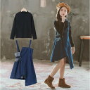 子供服 セットアップ キッズ 女の子 長袖 春秋 上下セット 韓国子供服 ジュニア Tシャツ 無地 ワンピース サロペット カジュアル 可愛い おしゃれ 通学着...