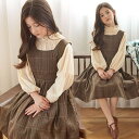 子供服 セットアップ キッズ 女の子 長袖 春秋 上下セット 韓国子供服 ジュニア ブラウス シャツ ワンピース チェック柄 結婚式 カジュアル 可愛い おしゃれ バレンタイン 2023 プレゼント(4)
