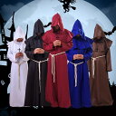 ハロウィン コスプレ ロング マント フード付き コート 大人 魔法使い 中世の僧侶のロープ メンズ 牧師 悪魔 ホラー 怖い 仮装 衣装 コスチューム バレン...