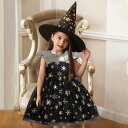 ハロウィン 魔女 コスプレ 帽子キッズ 子供 女の子 魔女 仮装 衣装 子供発表会 お姫様 演出服 ドレス ワンピース 半袖 ハロウィン 衣装 コスチューム バ...