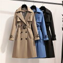 トレンチコート スプリングコート レディース コート アウター 秋服 ロング丈 カジュアル 入学式 卒業式 通勤 通学 入園式 バレンタイン 2023 プレゼント 大きいサイズ ブラック ブルー カーキ