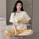 パジャマ レディース 春夏 半袖 綿素材 ルームウェア 2点セット Tシャツ 七分丈パンツ 薄手 姫系 寝巻き 部屋着 快適 総柄 可愛い おしゃれ お泊り バレンタイン 2023 プレゼント