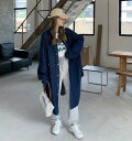 デニムコート アウター レディース ロング 春秋 オーバーサイズ ゆったり ビッグシルエット 大きいサイズ ステンカラーコート デニム シャツワンピース 長袖 シンプル カジュアル バレンタイン 2023 プレゼント