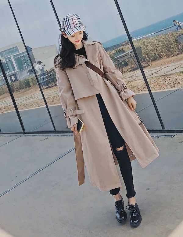 トレンチコート レディース ロング 春 秋 アウター ロングコート 大きいサイズ 小さいサイズ ゆったり おしゃれ ウエストベルト スプリングコート キャンディスリーブ 大人可愛い 20代 30代 40代 バレンタイン 2023 プレゼントのサムネイル